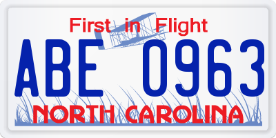 NC license plate ABE0963