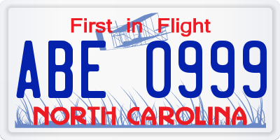 NC license plate ABE0999