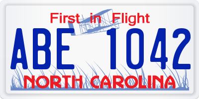 NC license plate ABE1042