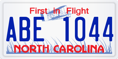 NC license plate ABE1044