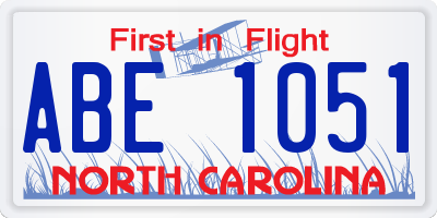 NC license plate ABE1051