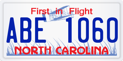 NC license plate ABE1060