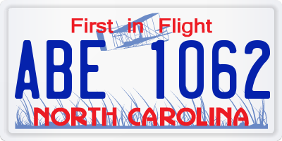 NC license plate ABE1062