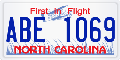 NC license plate ABE1069