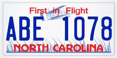 NC license plate ABE1078