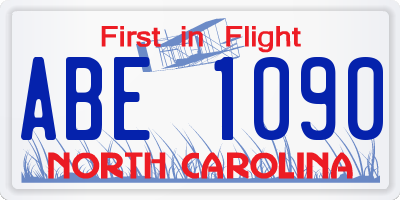 NC license plate ABE1090