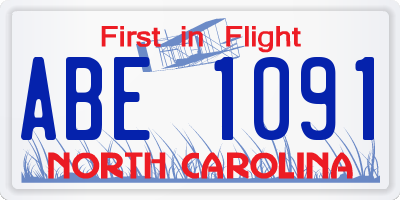 NC license plate ABE1091