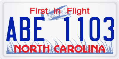 NC license plate ABE1103
