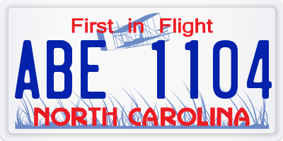 NC license plate ABE1104