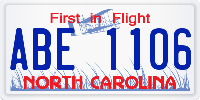 NC license plate ABE1106