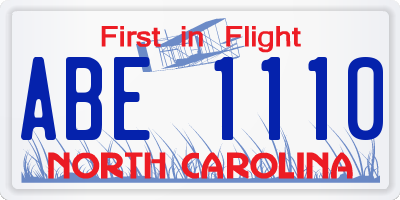 NC license plate ABE1110