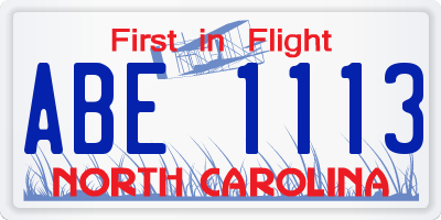NC license plate ABE1113