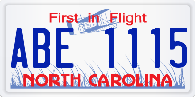 NC license plate ABE1115