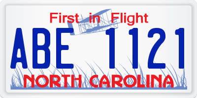 NC license plate ABE1121