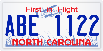 NC license plate ABE1122