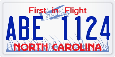 NC license plate ABE1124