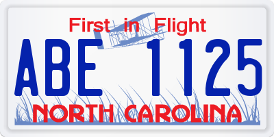 NC license plate ABE1125