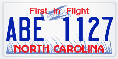 NC license plate ABE1127