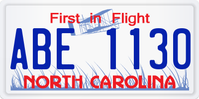NC license plate ABE1130