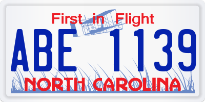 NC license plate ABE1139