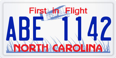 NC license plate ABE1142