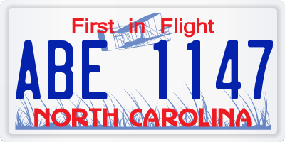 NC license plate ABE1147