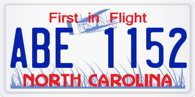 NC license plate ABE1152