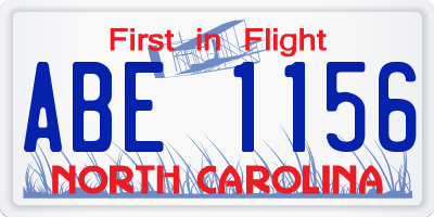 NC license plate ABE1156