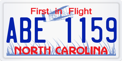 NC license plate ABE1159