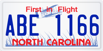 NC license plate ABE1166