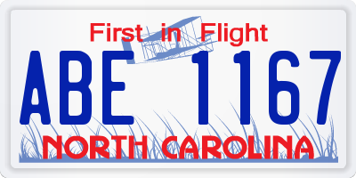 NC license plate ABE1167