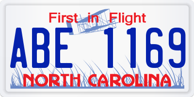 NC license plate ABE1169