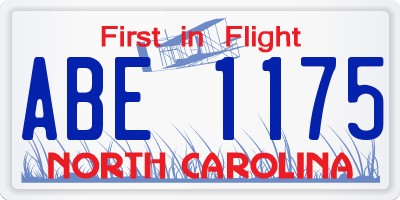 NC license plate ABE1175