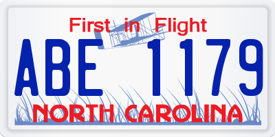 NC license plate ABE1179