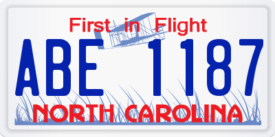 NC license plate ABE1187