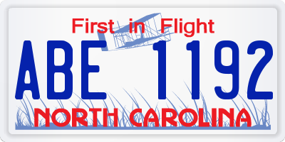 NC license plate ABE1192