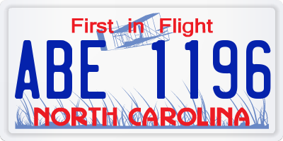 NC license plate ABE1196