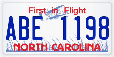 NC license plate ABE1198