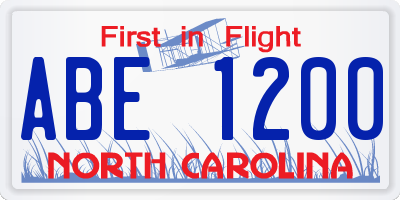 NC license plate ABE1200