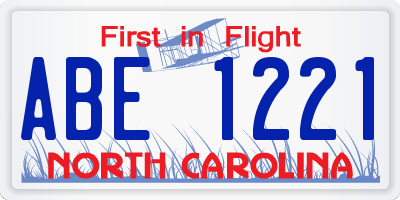 NC license plate ABE1221