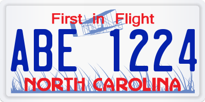 NC license plate ABE1224