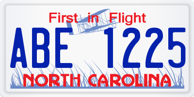 NC license plate ABE1225