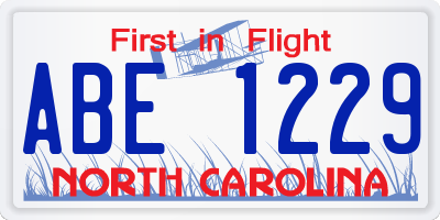 NC license plate ABE1229