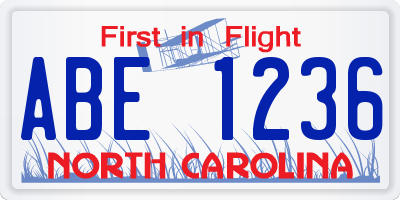 NC license plate ABE1236