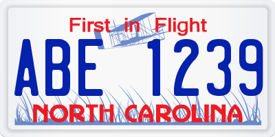 NC license plate ABE1239