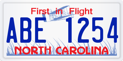 NC license plate ABE1254