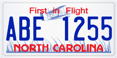 NC license plate ABE1255