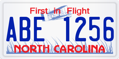 NC license plate ABE1256