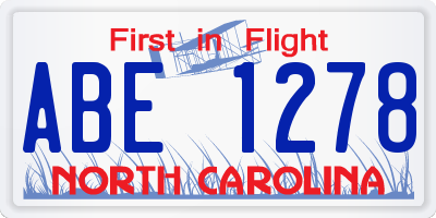 NC license plate ABE1278