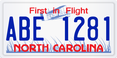 NC license plate ABE1281